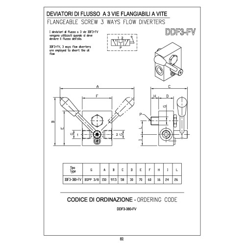 DDF3-380 3/8" flangeable screw 3 ways flow diverter