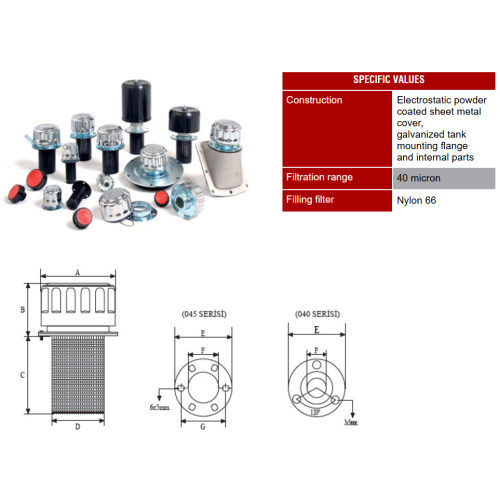SDK-045 Standart tip HYDRAULIC TANK FILLING AND VENTILATION COVER