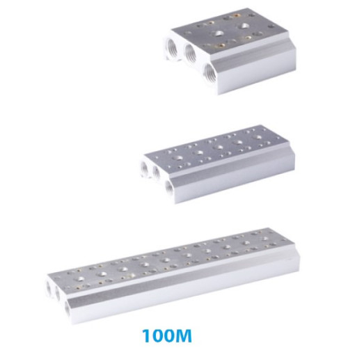 100M - 3F 1/8" ALUMINUM VALVE PLATE 5/2-5/3 Triple 1/8" 5/2-5/3 Triple