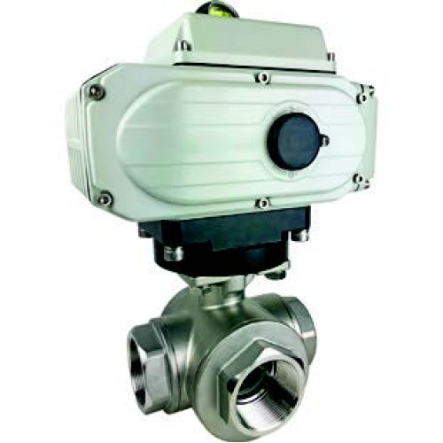 HK3YEAKV-DN20 ELECTRIC ACTUATOR 3 WAY STAINLESS BALL VALVE 3/4'' A500 12-24 VDC