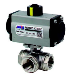 HK3YPAVT-32 SINGLE ACTING ACTUATOR 3 WAY 304 STAINLESS BALL VALVE 1 1/4'' 63 mm-11 mm