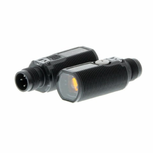 E3F1-TN21 Fotoelektrik sensör, M18 eksenel, plastik gövde, kırmızı LED, karşılıklı, 15m, NPN, L-ON/D-ON seçilebilir, M12 konnektör E3F12004A